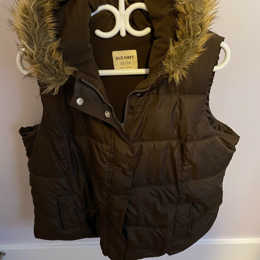 Old navy vest with hood